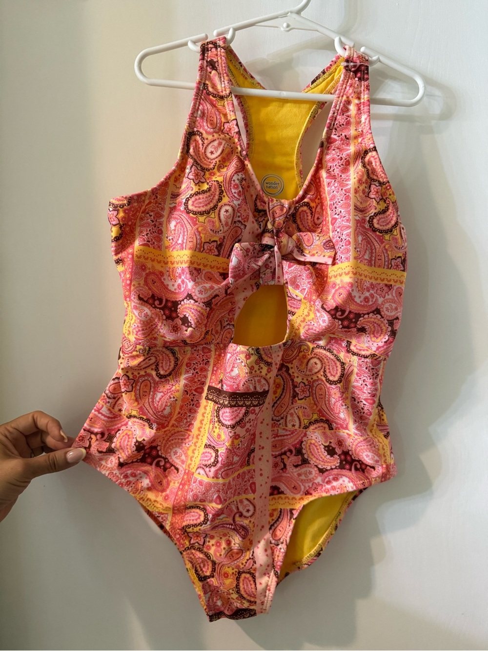 wonder nation Pink and Yellow Paisley Tank Swimsuit